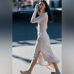 Anthropologie daily practice Striped Long Sleeve Midi Dress NWT size XS